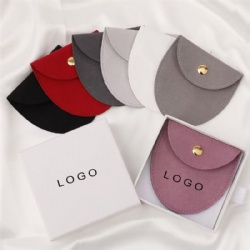 Microfiber Jewelry Pouch Oval Packaging Bag with Snap Button